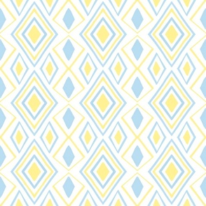 Abstract Diamonds in Yellow  and Sky Blue