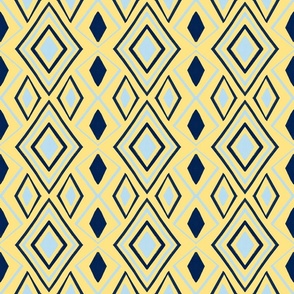 Abstract Diamonds in Sky Blue, Yellow  and Navy