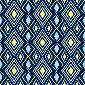 Abstract Diamonds in Yellow , Sky Blue and Navy