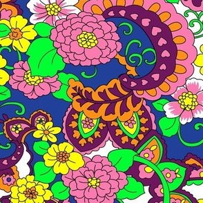 Groovy Retro Floral Paisley
