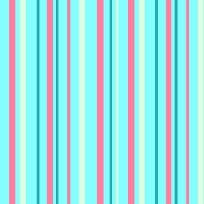 Blue & Pink Stripes on Turquoise Background
