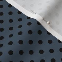 Moody Romance Garden Coordinate Black Polka Dots on Blue Grey Backdrop