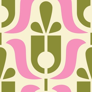 2716 A Extra Large - abstract midcentury flowers