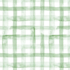 12" Watercolor plaid in light sap green