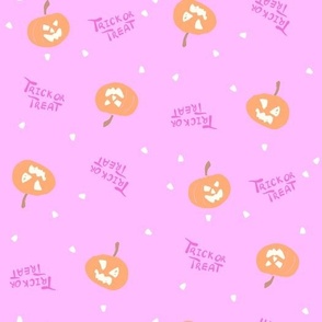 Pumpkins halloween trick or treat spots bright pink orange by Jac Slade