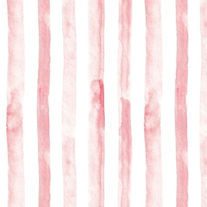 12" Watercolor stripes in pale pink - vertical