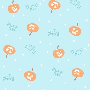 Pumpkins halloween trick or treat spots light blue and orange by Jac Slade