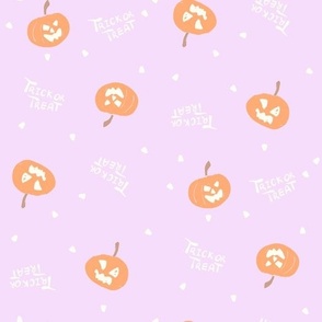 Pumpkins halloween trick or treat spots lilac pink orange by Jac Slade