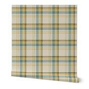 Modern Boucle Plaid in beige mustard blue brown