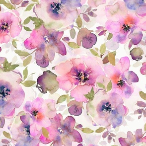 21" Hand Painted Watercolor Baby Girl Spring Flower Rose Garden - lavender double layer for home decor and wallpaper