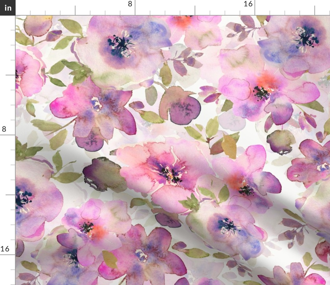 21" Hand Painted Watercolor Baby Girl Spring Flower Rose Garden - lavender double layer for home decor and wallpaper
