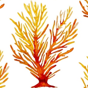 Simple half-drop sea life coral orange and yellow painterly