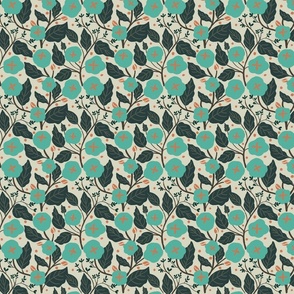 English Floral Garden Teal and Cream_SMALL