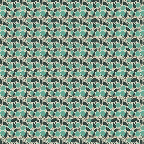 English Floral Garden Teal and Cream_MINI