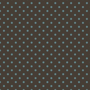 Polka dots in Turkish Blue and  Umber Brown
