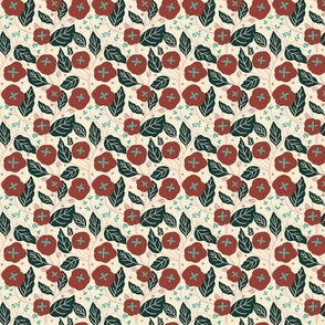 English Floral Garden Red Cream and Dark Green_SMALL