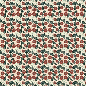 English Floral Garden Red Cream and Dark Green_SMALL