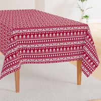 Fairisle  scandi Nordic Christmas red and white folk stripe small