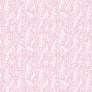 Mini - White on Pink, tropical leaves texture pattern