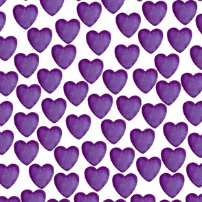 Watercolor purple hearts 