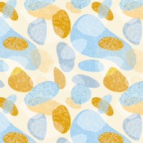 Pebbles on the beach - blue and yellow