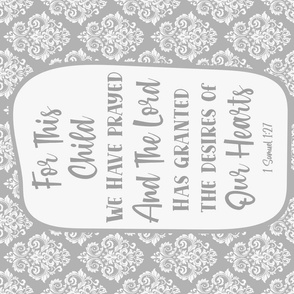 Large 27x18 Panel For This Child We Have Prayed Christian Bible Verses Scripture Sayings and Hymns on Soft Grey