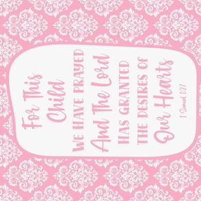 Large 27x18 Panel For This Child We Have Prayed Christian Bible Verses Scripture Sayings and Hymns on Soft Pink