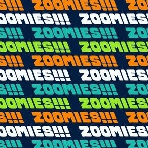 Zoomies - multi teal/orange/green on navy - LAD23