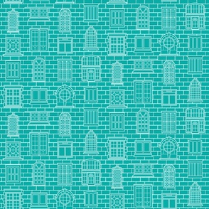 Welsh Windows - MEDIUM (Dressmaking & Apparel) - Mono Aqua Teal Green