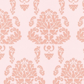 MEDIUM - Elegant Hidden Cat Damask 3. Pastel Coral on Pink