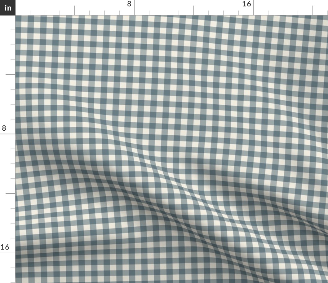 3/8" Gray Blue Gingham: Foggy Blue Gingham Check, Buffalo Check, Buffalo Plaid