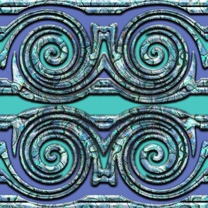 Mother of Pearl Twirl Stripes on Turquoise and Purple