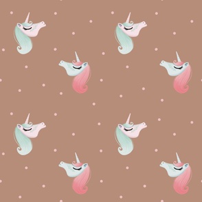 Unicorn Polka Dot With Brown Background