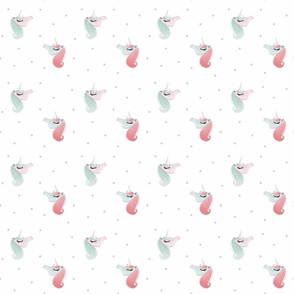 Unicorn Polka Dots With White Background