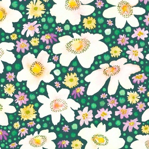 21" Daisies on green