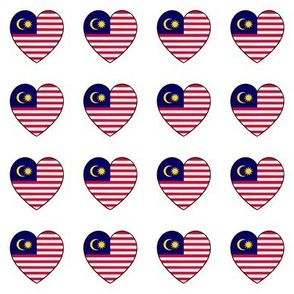 Malaysian flag hearts on white