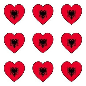 Albanian flag hearts on white