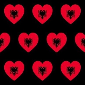 Albania flag hearts on black 