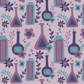 Potion Bottles In Purple And Teal