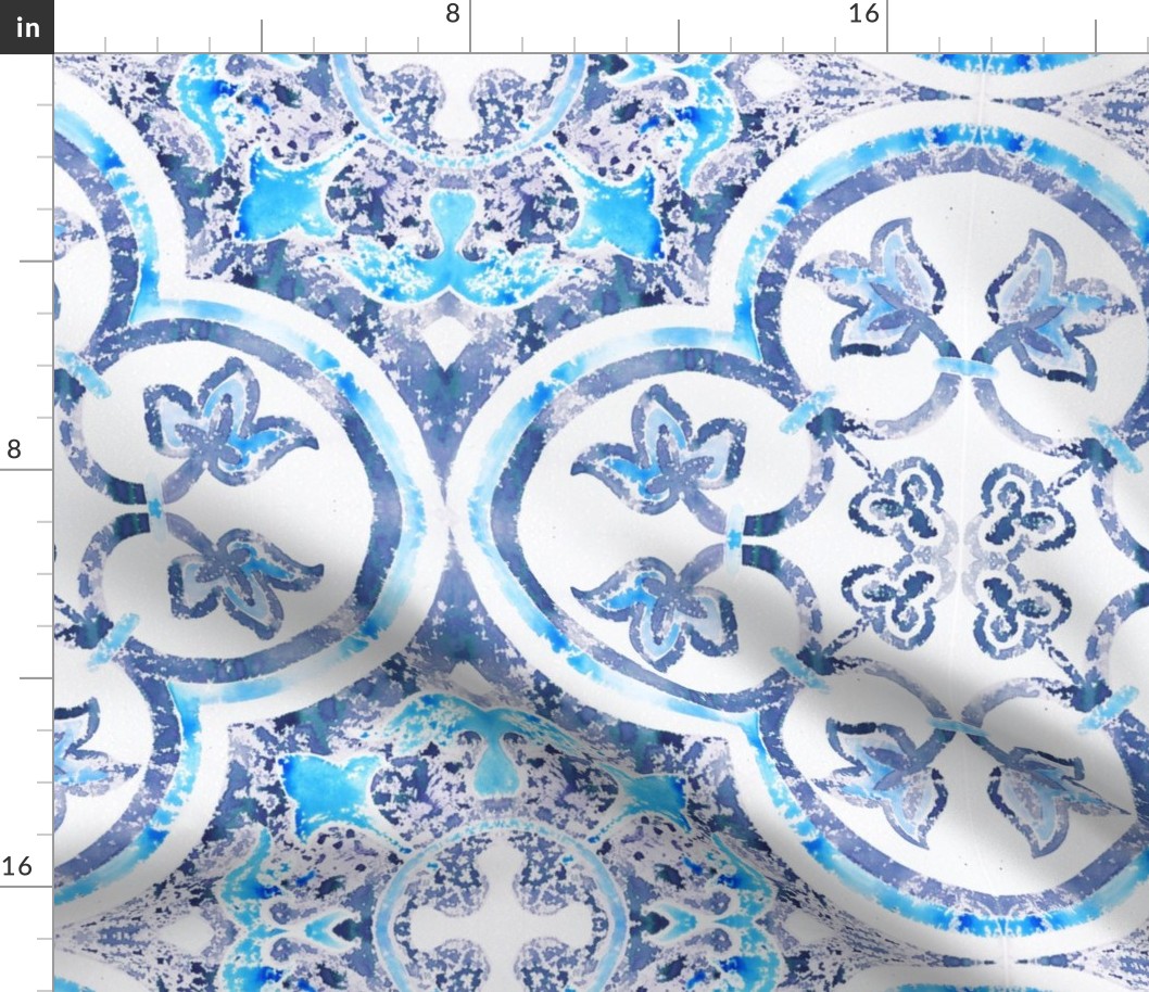 Azulejos watercolor tiles blue