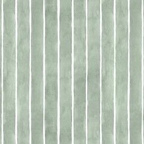 Watercolor Broad Stripes Vertical Soft Sage Green - Ditsy Scale - nature natural green