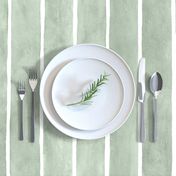 Watercolor Broad Stripes Vertical Soft Sage Green - Large Scale - nature natural green