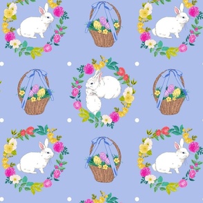 Soft Blue Easter Bunny Basket Wreaths
