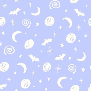 Magic Sky stars bats moons planets baby blue by Jac Slade