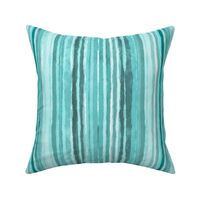 Loose Watercolor Stripes Turquoise Teal Fresh Summer Pattern