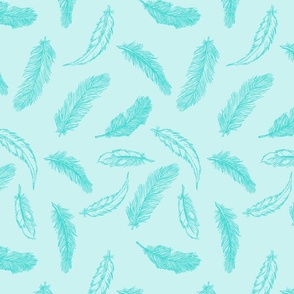 Delicate Feather Pattern In Mint Green Smaller Scale