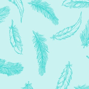 Delicate Feather Pattern In Mint Green