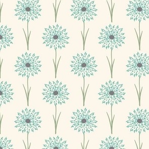 Large Dandelion Delight in Sage Green, Turquoise, and french Creme