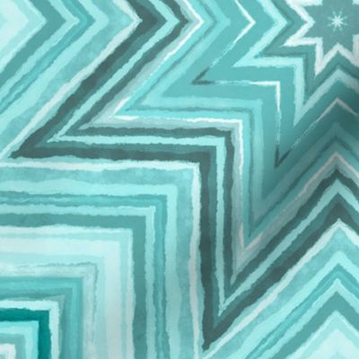 Watercolor Turquoise Teal Fresh Summer Star Pattern