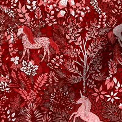 Unicorns in the Woods of Wonderment (red small scale)